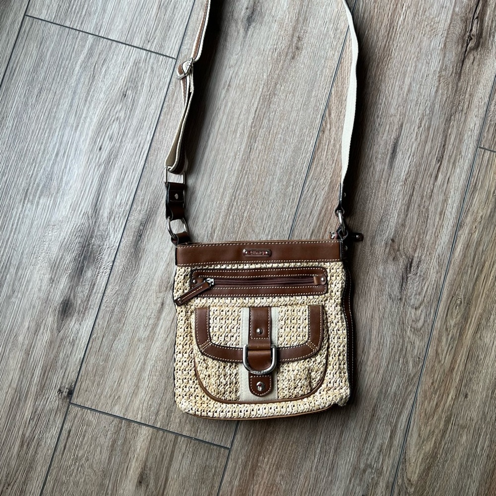 Chaps Crossbody Bag Summer Woven Straw - Picture 3 of 12